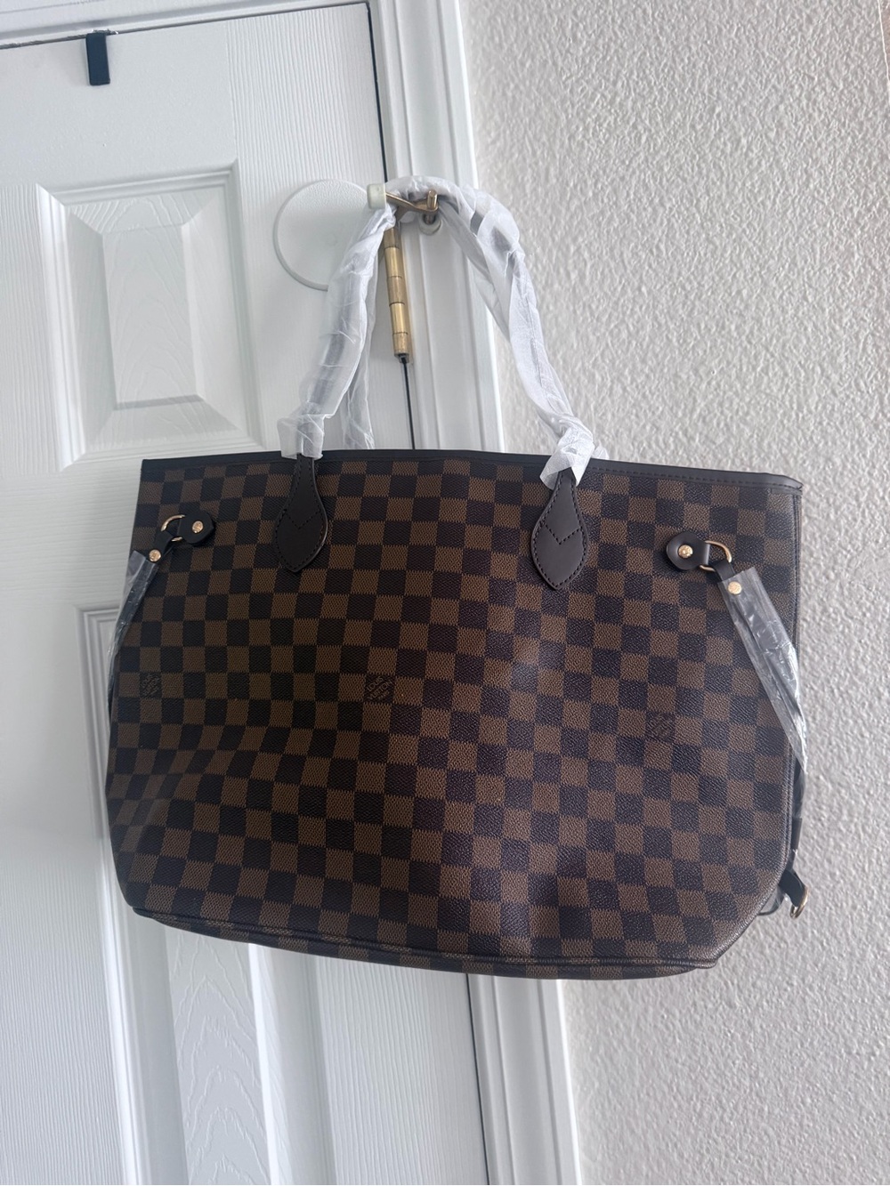 Inspired Brown Checkered Tote Bag - Classic Women's Shoulder Bag